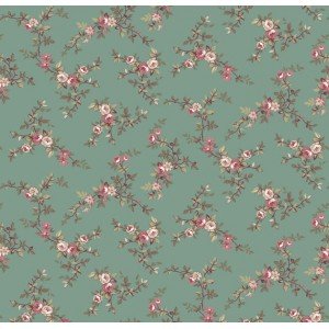 Tecido Estampado Floral Di Rose cor - 01 (Verde)